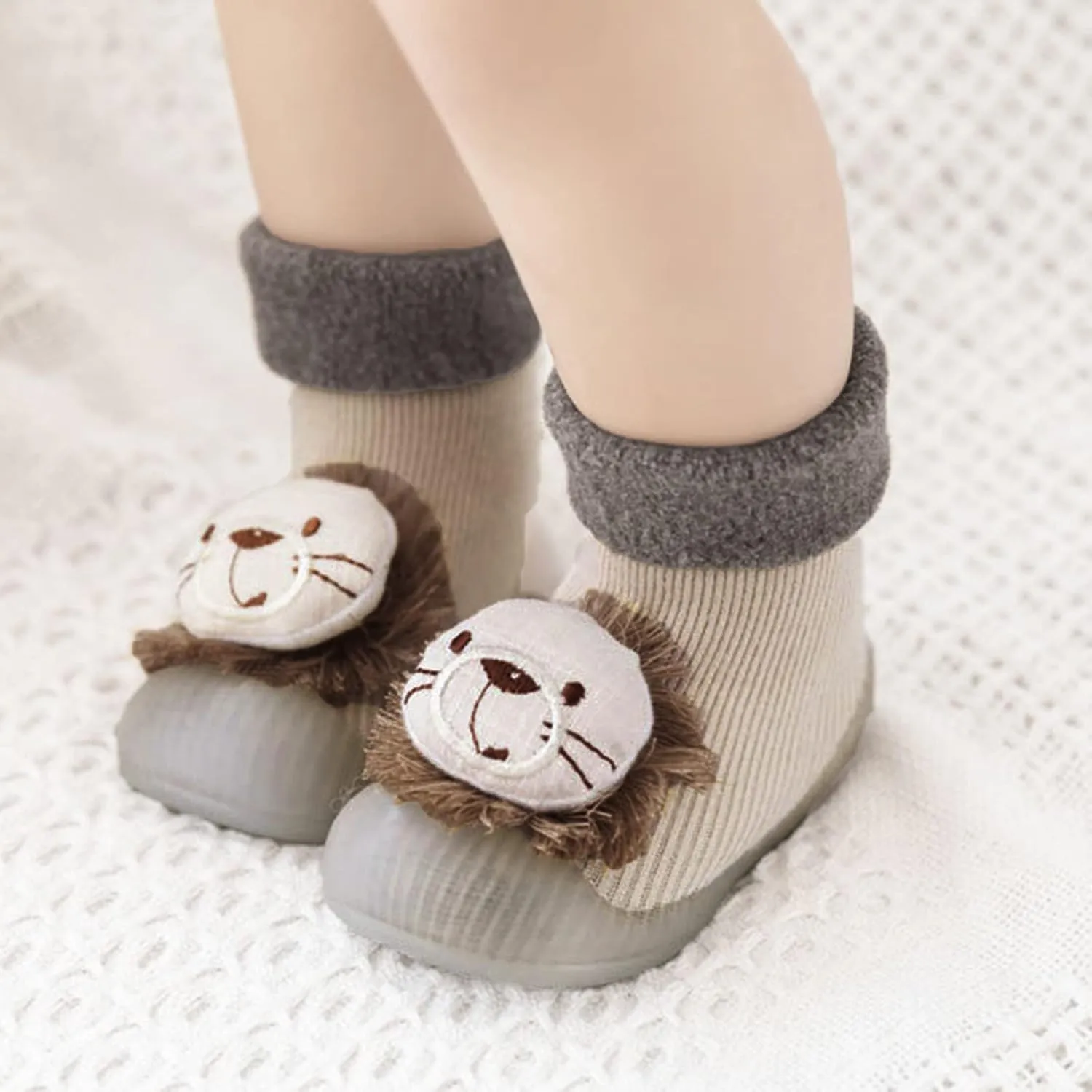 Walking Shoes Stocking Soft Slipper Toddler Rubber Girls Baby Shoes Socks Knit Boys Warm Sole Kids Non-Slip Rubber Sole