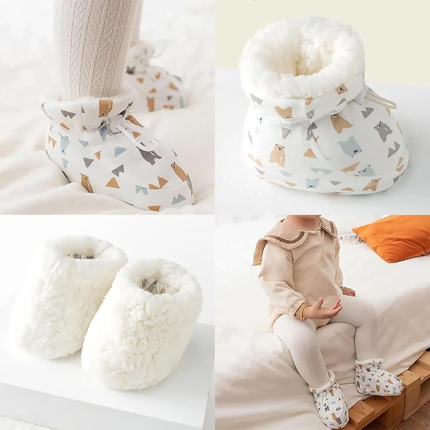 Warm Furry Baby Boots 2024 Newborn Warm Cozy Fleece Booties Winter Snow Anti Slip Soft Sole Infant Cute Shoes
