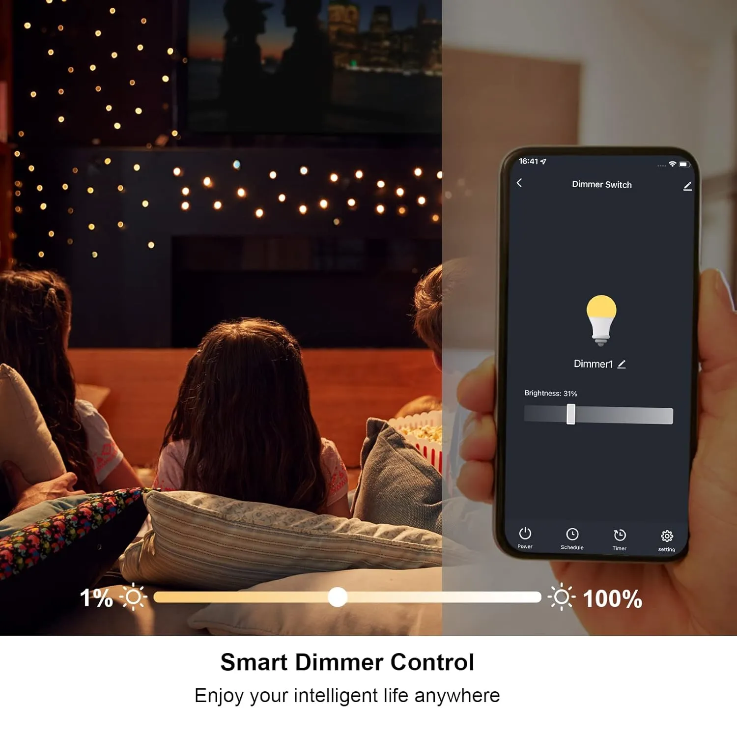 WiFi Smart Dimmable Plug 2 Pack, Smart Plugs for Voice Control, Mini Dimmer Switch Outlet Dimmable LED, CFL, Halogen and Incandescent Bulbs, Lamps, 2.4GHz, No Hub Required