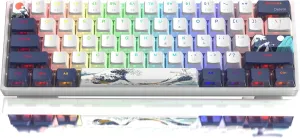 Womier 60% Percent Keyboard Gaming, WK61 Creamy Mechanical Wired Keyboard Anime, Hot-Swappable RGB Key Board with PBT Keycaps for Windows PC Gamers - POM Linear Red Switch(White Kanagawa)