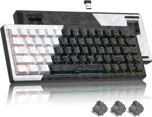 Womier 60% Percent Keyboard Wireless with QMK/VIA, Gaming Keyboard Topographic, Creamy Mechanical Key Board, RGB Custom Gasket Hot Swappable for Windows & Mac-POM Linear Switch (Q61)