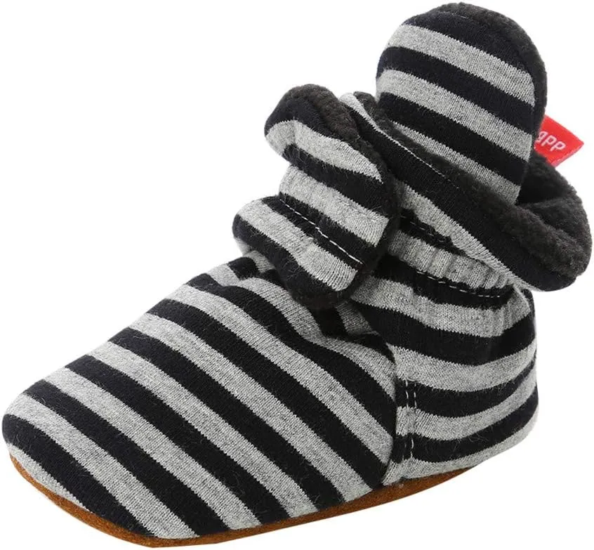 WUAI Baby Boys Girls Cozy Fleece Booties Anti-Slip Socks Soft Sole Toddler Warm Winter Boots First Walkers Crib Shoes