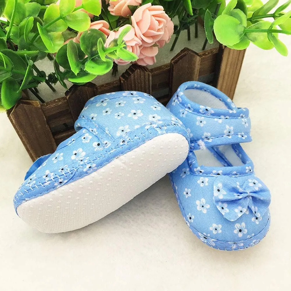 WUAI Infants Shoes Baby Girls Soft Sole Toddler First Walkers Toddler Princess Bowknot Moccasinss Crib Shoes