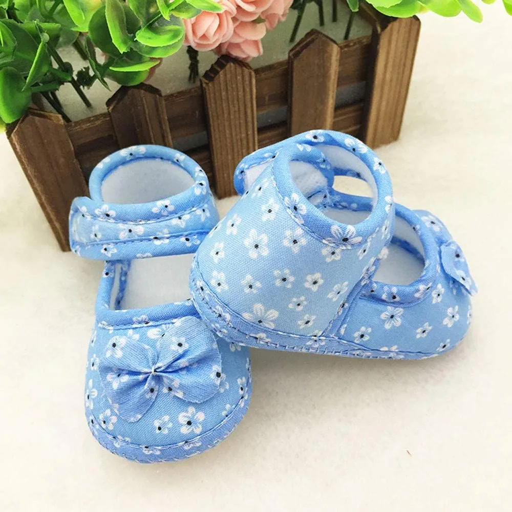 WUAI Infants Shoes Baby Girls Soft Sole Toddler First Walkers Toddler Princess Bowknot Moccasinss Crib Shoes