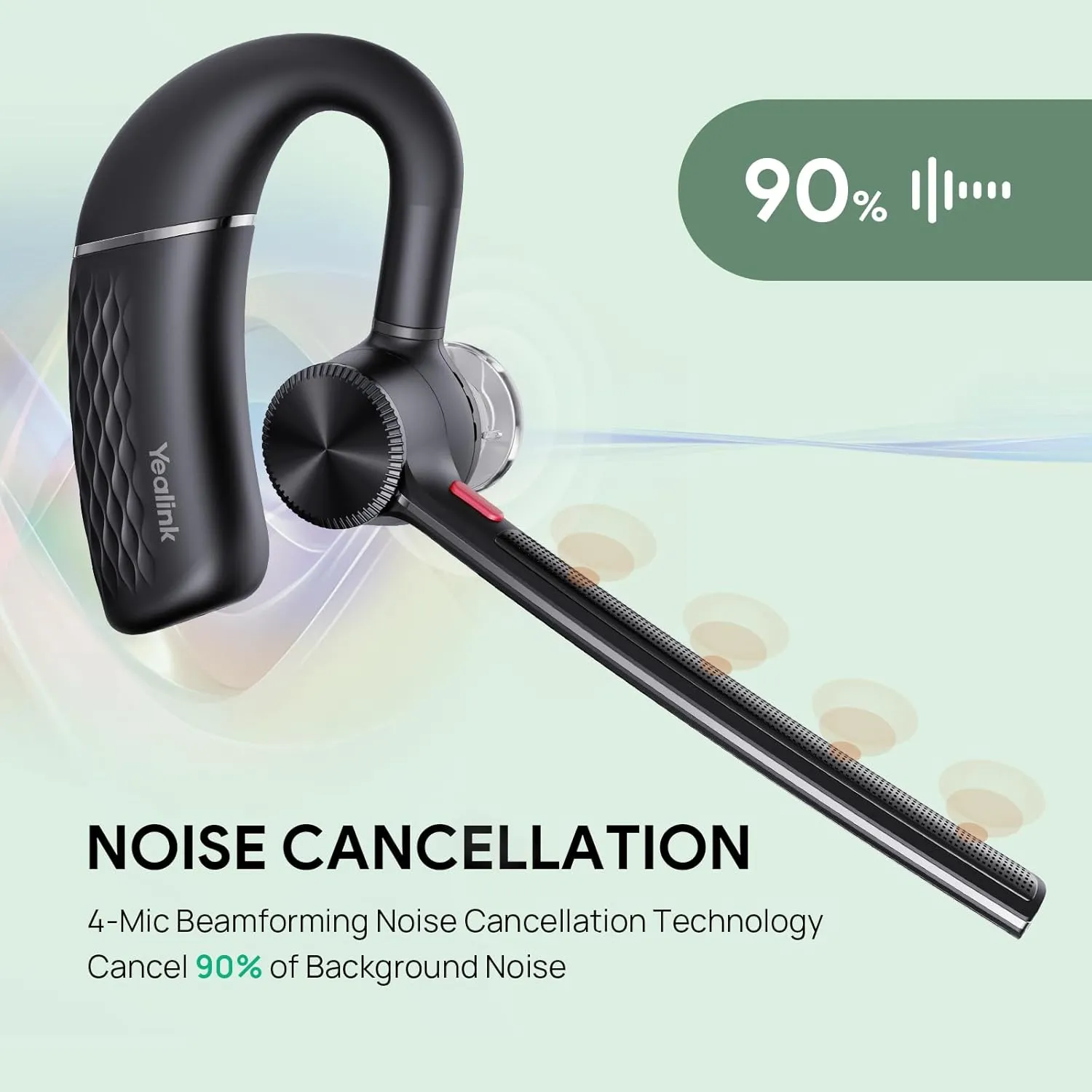 Yealink BH71 Lite Bluetooth Headset,Wireless Earpiece with 4 Noise Cancelling Microphone,10H Talk Time, Adjustable Ear Hook,Bluetooth Earphones for Cell Phone,Driving,Office Work
